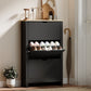 Shoe Storage Cabinet with 3 Flip Drawers and Adjustable Shelves for 12-18 Pairs of Shoes, Black