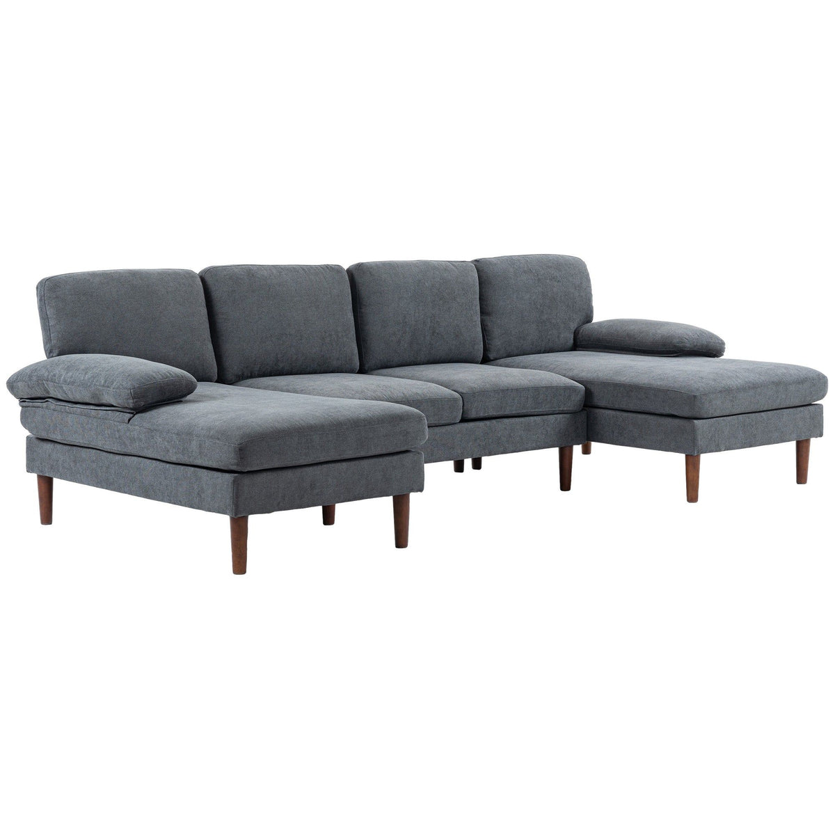 U-Shaped Sectional Sofa with Double Chaise - Dark Grey