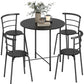 5-Piece Round Dining Set for 4 with Metal Frame - Black Wood Grain