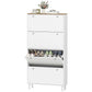Narrow Shoe Cabinet with 4 Flip Drawers, Shoe Storage Cabinet with Adjustable Shelves, Holds 24–32 Pairs, White