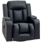 Swivel Massage Recliner Chair Rocker, Overstuffed Manual Reclining Sofa, PU Leather Rocking Chair with Side Pockets, Cup Holders, for Living Room, Nursery, Black