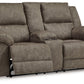 Laresview - Fossil - Dbl Reclining Loveseat With Console - Faux Leather