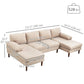 U-Shaped Sectional Sofa with Double Chaise - Beige