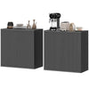 Sideboard Buffet Cabinet Set of 2 with Soft-Close Door - Distressed Black Grey