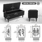 Tufted Storage Bench, Linen End of Bed - Black