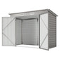 8 x 4FT Galvanized Garden Storage Shed, Metal Outdoor Shed with Double Doors and 2 Vents, Light Grey