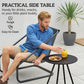 Outdoor Bistro Set, 3 Piece Patio Furniture Set with 2 C Spring Chairs and Round Table for Balcony, Light Grey