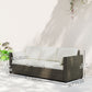 3-Seater Outdoor Sofa with Cushions, PE Rattan Conversation Patio Couch with Pillows for Garden, Poolside, Cream White