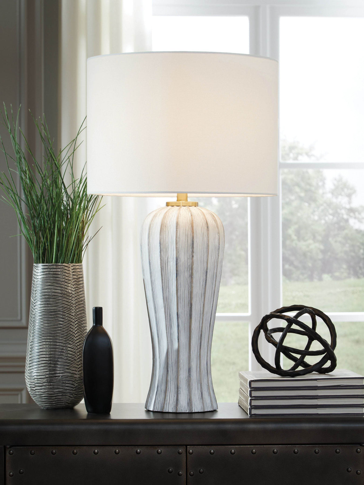 Lanwell - Antique Gray - Poly Table Lamp - Forward Furniture