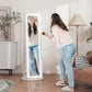 Jewelry Cabinet with Full Length Lockable Mirror, Standing Jewelry Armoire Organizer with LEDs, White