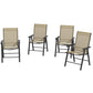 4-Piece Folding Chair Set for Relaxing on Patio Balcony Garden, Comfortable Outdoor Furniture with Armrests, Brown