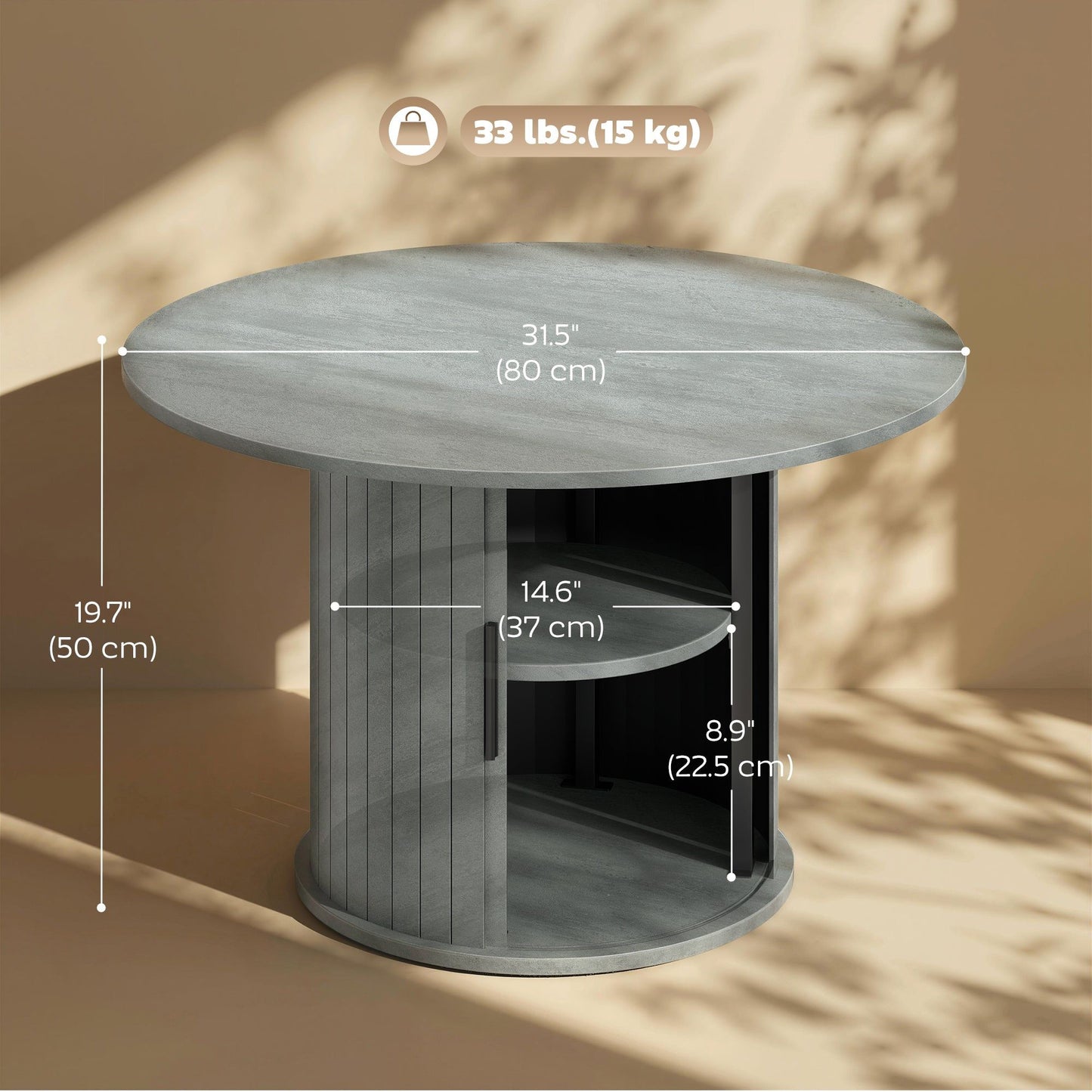 31.5" Round Coffee Table - Cement Grey