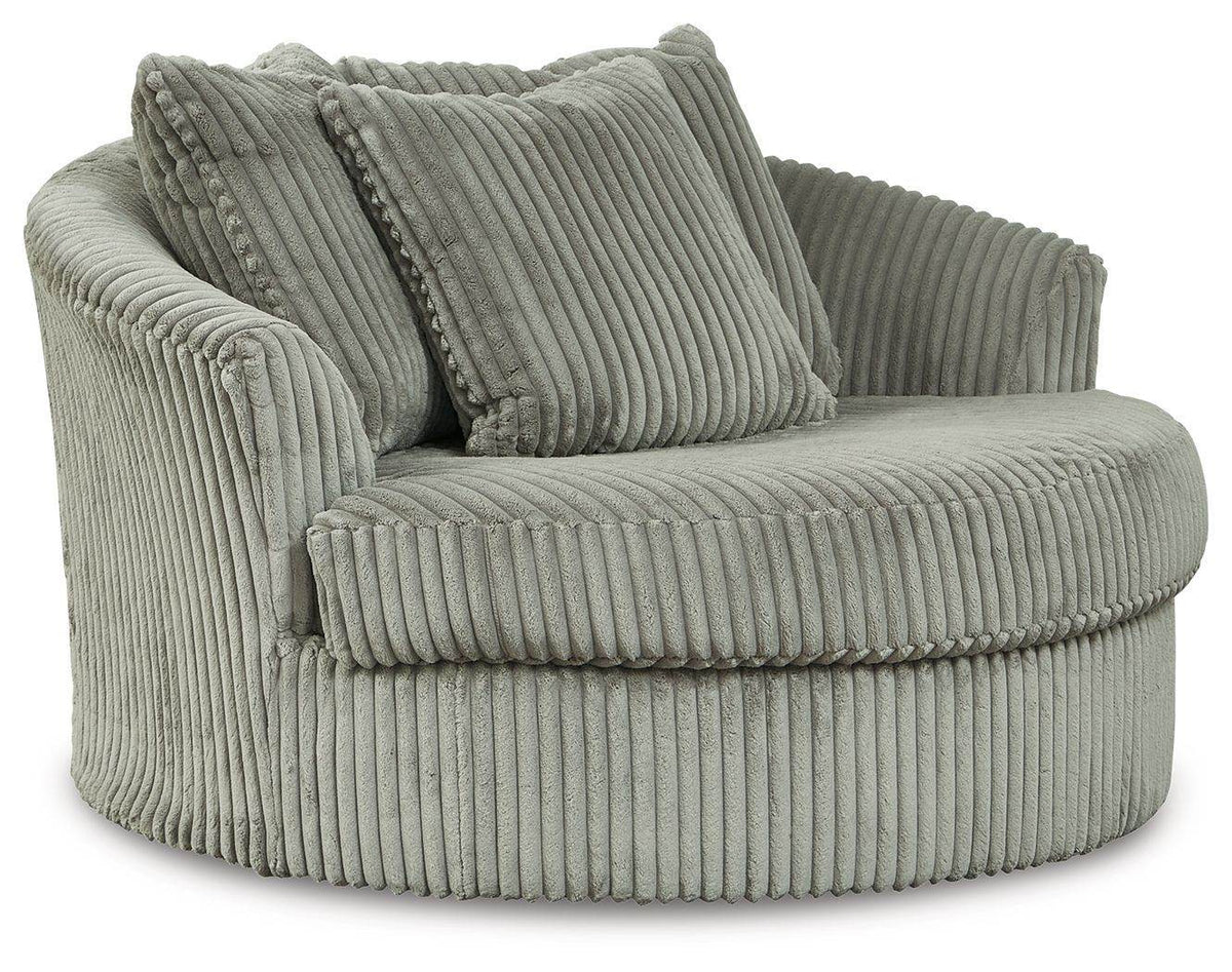 Lindyn - Oversized Swivel Accent Chair - Fabric - Fog