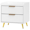 Nightstand with 2 Drawers & Metal Legs - White