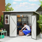 8.5' x 6' Galvanised Steel Outdoor Storage Shed, Garden Shed with Window, Lockable Wide Doors and Air Vents, Dark Grey