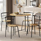 5 Piece Dining Table Set, Space Saving Round Dining Set for 4 with Metal Frame for Small Spaces, Natural