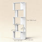 5-Tier Geometric Bookshelf, S Shaped Bookcase, Modern Freestanding Display Shelf Unit for Home Office, White
