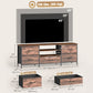 TV Stand for TVs up to 65 Inch, Industrial TV Console with Charging Station, 5 Drawers and Open Shelves, Rustic Brown