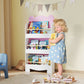 3-Tier Bear Theme Kids Bookshelf with Anti-tipping Device for Living Room, Kids Room, Playroom, Pink