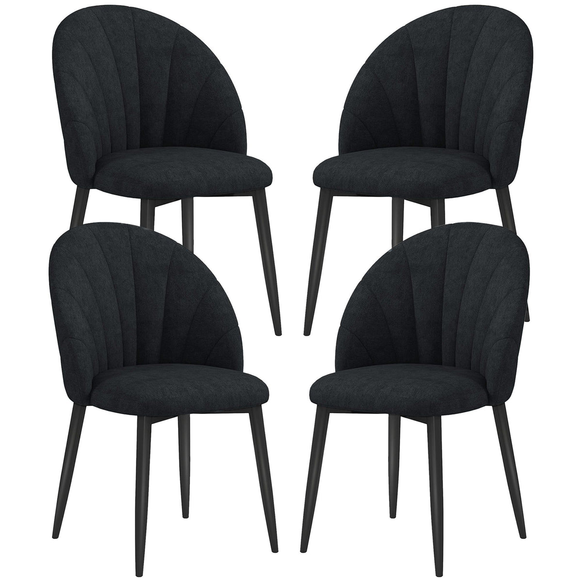 Upholstered Dining Chairs Set of 4 - Black