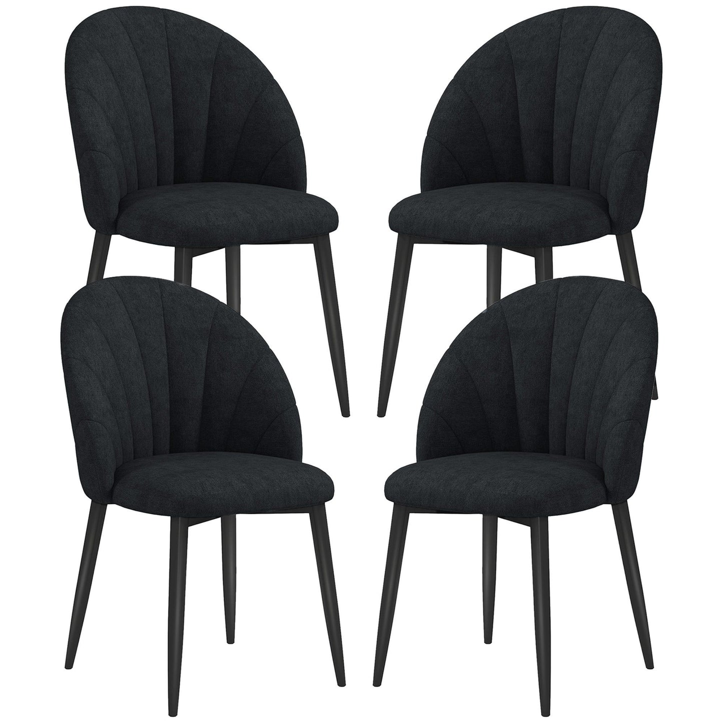 Upholstered Dining Chairs Set of 4 - Black