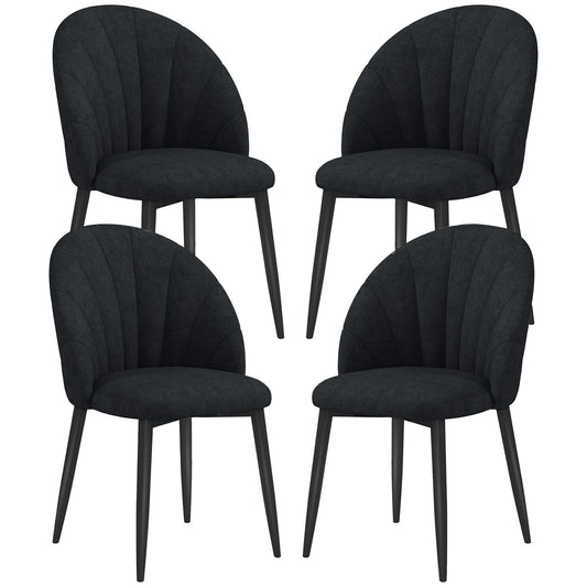 Upholstered Dining Chairs Set of 4 - Black