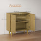 Sideboard with Adjustable Shelf, Buffet Cabinet with 2 Doors and Gold Steel Legs for Dining Room, Oak
