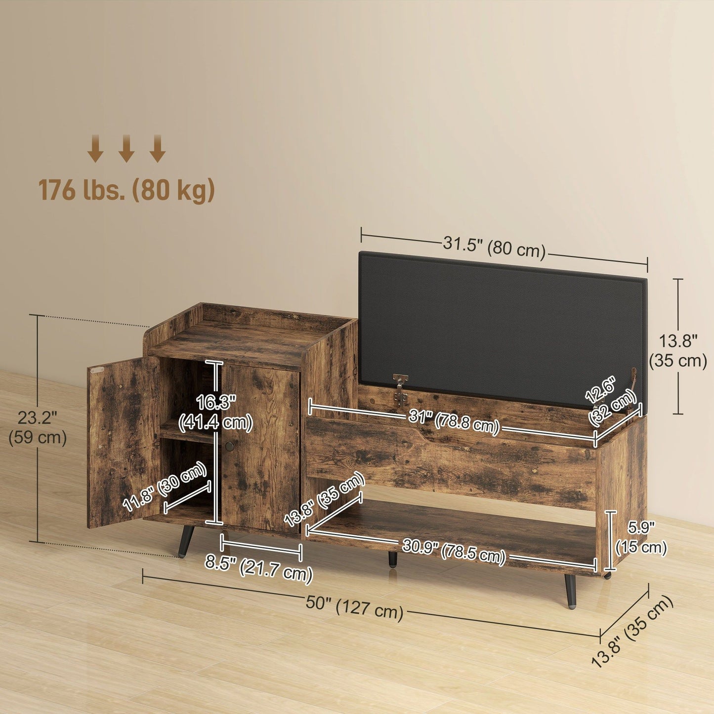 Entryway Storage Bench with Cushion - Rustic Brown
