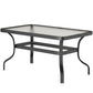 37" Patio Coffee Table with Tempered Glass Top, Outdoor Coffee Table with Metal Frame, Black