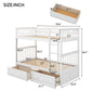 Twin Over Twin Bunk Bed with Drawers, Solid Pine Wood and MDF, Double-Decker Bed for Living Rooms, 79.5" L x 43.5" W x 64" H, White