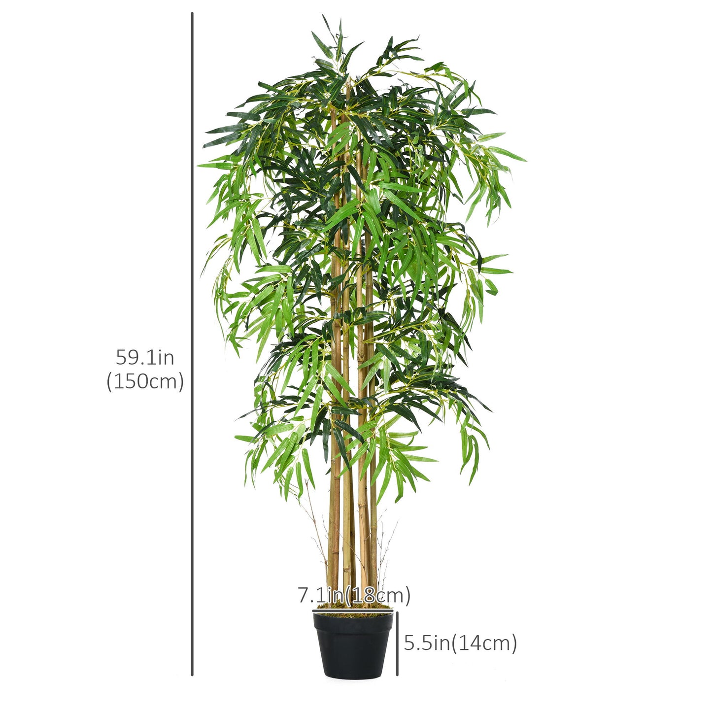 Set of 2 5FT Artificial Tree Bamboo Tree Fake Plants in Pot for Home Office Living Room Decor, Green