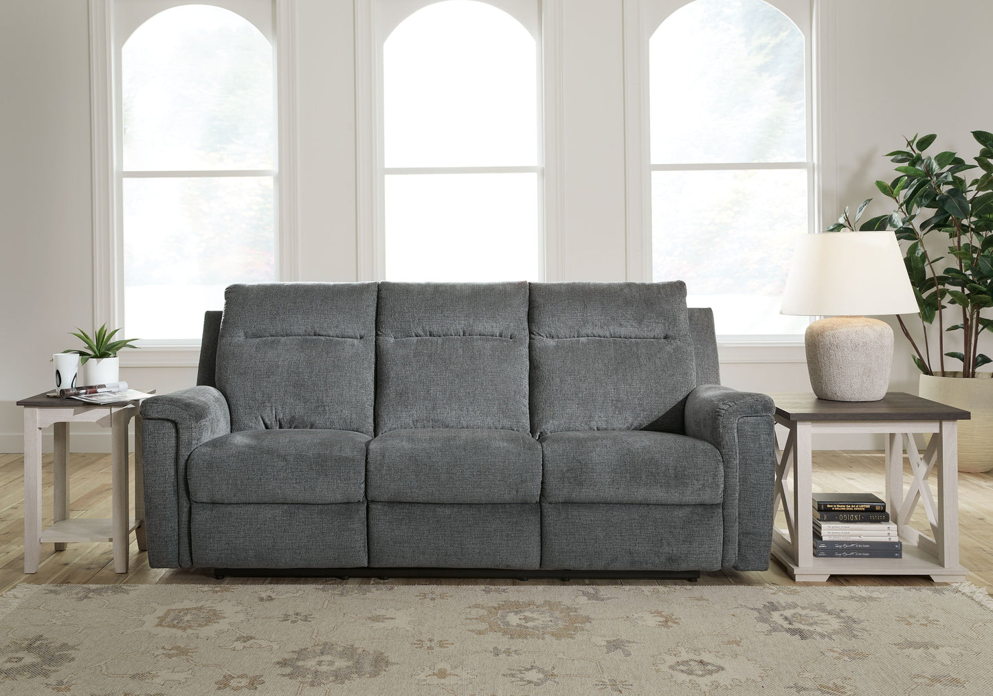 Barnsana - Gravel - Power Reclining Sofa - Fabric