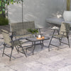 Outdoor 4 Pieces Patio Furniture Set, Garden Set with Two Foldable Armchairs, a Loveseat & Glass Top Table, Mixed Brown