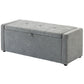 Linen-Look Storage Ottoman Bench - Light Grey
