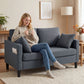 55" Loveseat Sofa, Modern Linen Upholstered Couch with Spring Cushion, 2 Pillows, Dark Grey