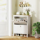 Narrow Shoe Cabinet with 2 Flip Drawers, Adjustable Shelves for Entryway, Holds 10-14 Pairs, White