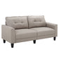 3-Seater Sofa, Mid-Century Linen Couch with Upholstered Seat, Button-Tufted Back Cushion and Rubber Wood Legs for Living Room, Bedroom, Beige