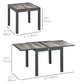 Extendable Dining Table, Rectangular Patio Outdoor Table with Aluminum Frame and Plastic Board Tabletop for Lawn, Grey