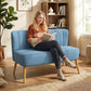2-Seat Loveseat Sofa with Rubber Wood Legs - Blue