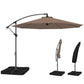 9.6ft Offset Patio Umbrella Garden Hanging Parasol Banana Cantilever Umbrella with Base, Crank, Coffee