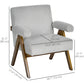 Corduroy Accent Chair Armchair with Wide Seat and Soft Padded Armrests for Reading, Bedroom, Light Grey