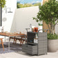 Patio PE Wicker Garden Serving Cart with 2-Tier Shelf, Outdoor Wheeled Rattan Food Cart with Drawer, Handles, for Poolside, Garden, Mixed Grey