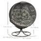 Patio Egg Chair with Swivel Base, Foldable Basket Chair with Large Seat Cushion, Cup Holder for Indoor, Outdoor, Sand