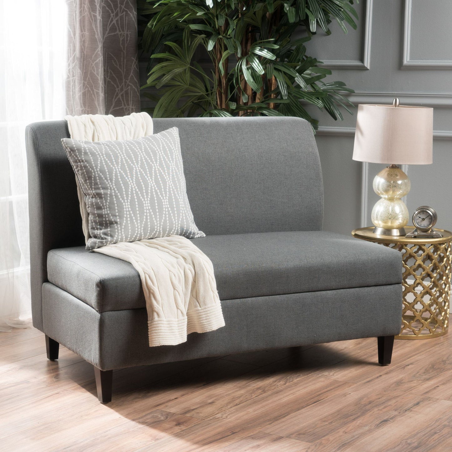 Modern Loveseat with Storage, High-Density Foam and Durable Wood Frame, 2-Seater Sofa for Living Room, 47" L x 30" W x 35" H, Charcoal