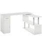 L-Shaped Rotating Computer Desk Home Office Study Workstation with Storage Shelves, Cabinet and Drawer for Home & Office, White