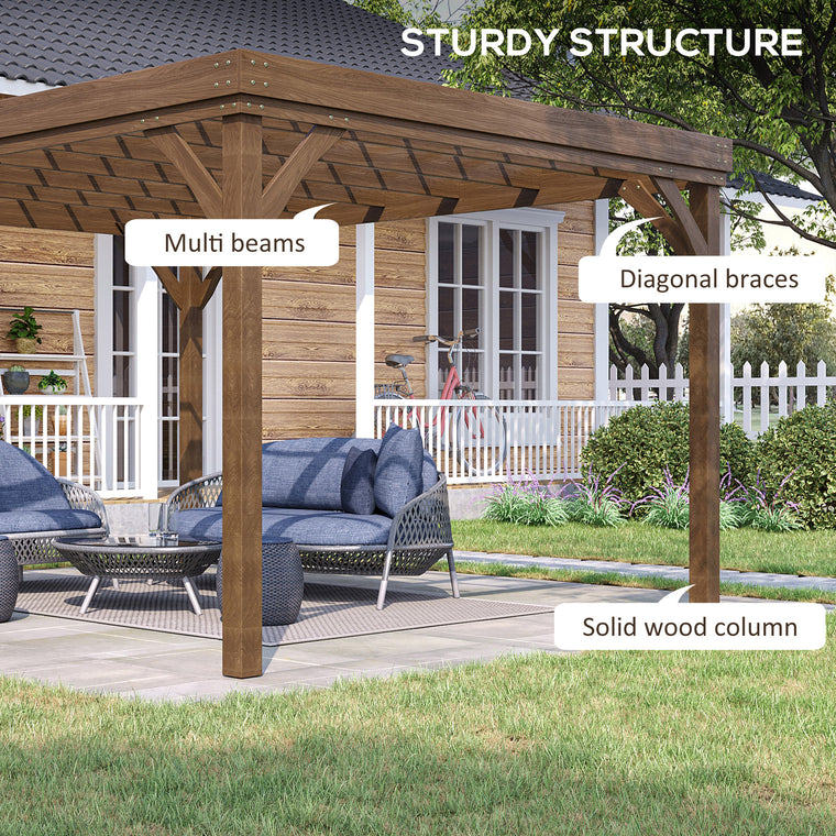 10' x 12' Brown Wood Pergola with Grape Trellis