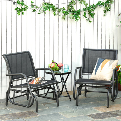 Glider Chairs with Mesh Seat and Metal Frame - Black
