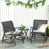 Patio Glider Set of 2 Outdoor Glider Chair with Breathable Mesh Seat & Backrest, Armrests and Metal Frame, Black