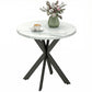 29" Round Dining Table with Steel Legs - White Marble-Effect