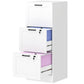 3 Drawer Filing Cabinet with Lock, Office Storage Cabinet with Adjustable Hanging Bars for A4 Letter Size Files, White